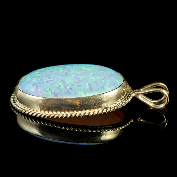 Victorian Style Large Opal Pendant 9ct Gold 20ct Opal