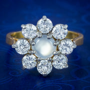 Victorian Style Moonstone Cz Daisy Cluster Ring