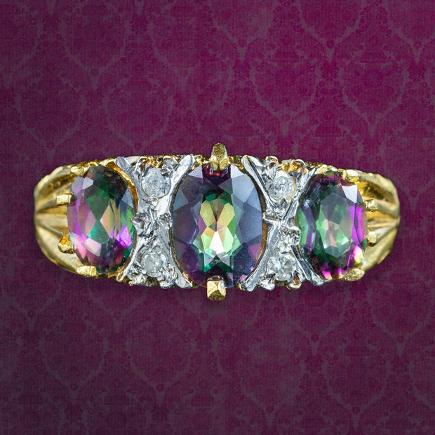 Victorian Style Mystic Topaz CZ Ring 