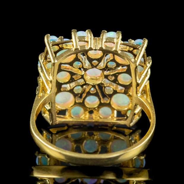 Victorian Style Opal Cluster Ring 18ct Gold On Silver