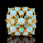 Victorian Style Opal Cluster Ring 18ct Gold On Silver