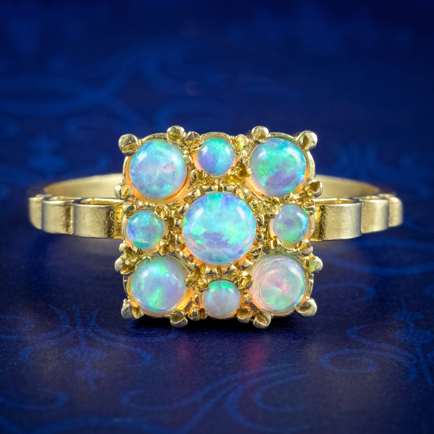 Victorian Style Opal Cluster Ring 