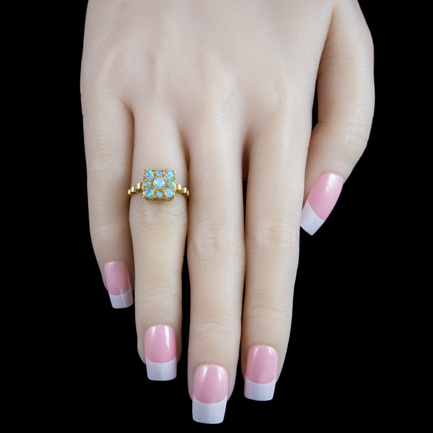 Victorian Style Opal Cluster Ring 