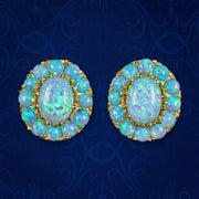 Victorian Style Opal Cluster Stud Earrings Silver 18ct Gold Gilt