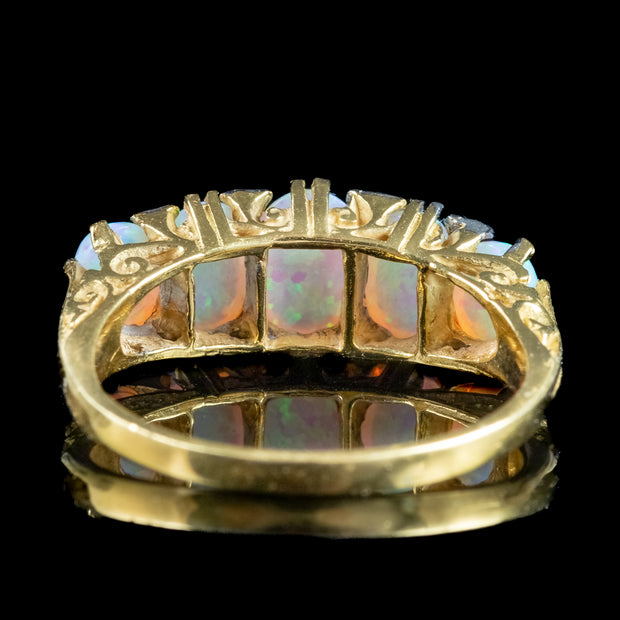 Victorian Style Opal CZ Five Stone Ring 