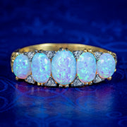 Victorian Style Opal CZ Five Stone Ring 