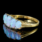 Victorian Style Opal CZ Five Stone Ring 