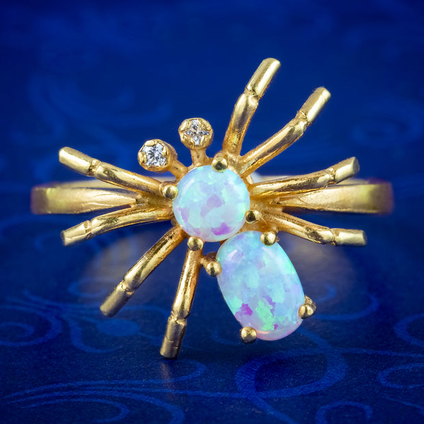 Victorian Style Opal Cz Spider Ring 
