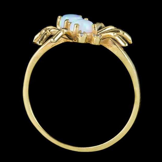 Victorian Style Opal Cz Spider Ring 