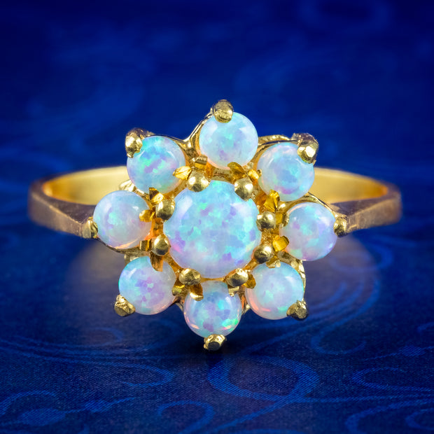 Victorian Style Opal Daisy Cluster Ring 