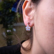 Victorian Style Opal Diamond Flower Stud Earrings 9ct Gold