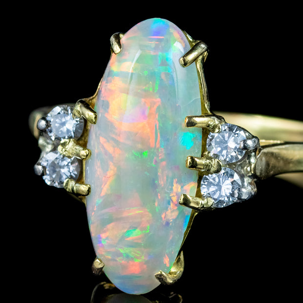 Victorian Style Opal Diamond Ring 3ct Natural Opal Dated 1988