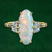 Victorian Style Opal Diamond Ring 3ct Natural Opal Dated 1988