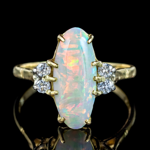 Victorian Style Opal Diamond Ring 3ct Natural Opal Dated 1988