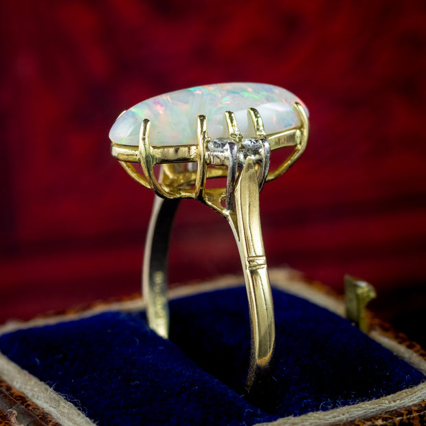 Victorian Style Opal Diamond Ring 3ct Natural Opal Dated 1988