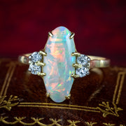 Victorian Style Opal Diamond Ring 3ct Natural Opal Dated 1988