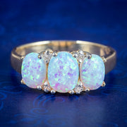 Victorian-Style-Opal-Diamond-Trilogy-Ring- 