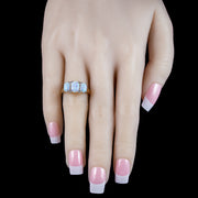 Victorian Style Opal Diamond Trilogy Ring 