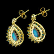 Victorian Style Opal Cluster Drop Earrings Silver 18ct Gold Gilt