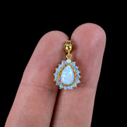 Victorian Style Opal Cluster Drop Earrings Silver 18ct Gold Gilt
