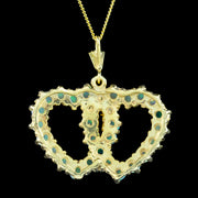 Victorian Style Opal Entwined Heart Pendant Necklace 