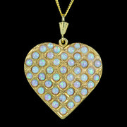 Victorian Style Opal Heart Pendant Necklace