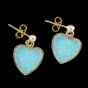 Victorian Style Opal Heart Stud Earrings 9ct Gold