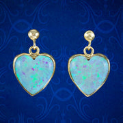 Victorian Style Opal Heart Stud Earrings 9ct Gold