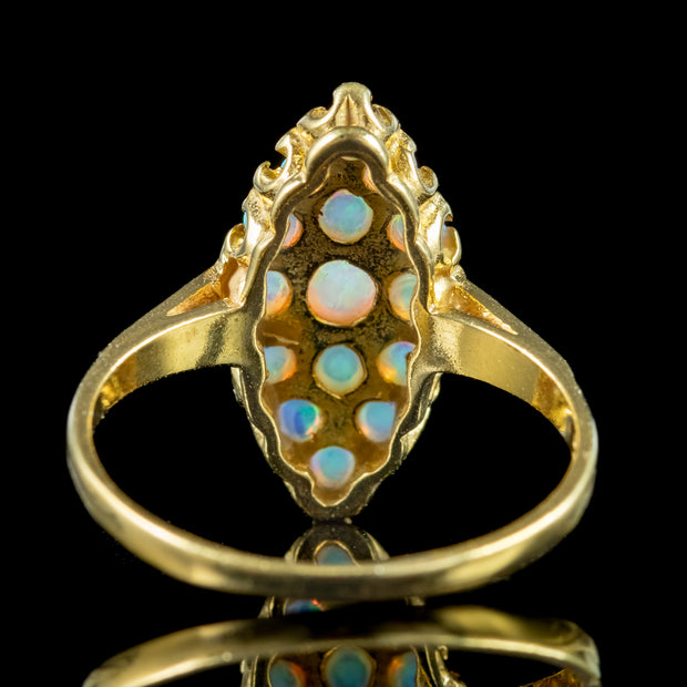 Victorian Style Opal Navette Cluster Ring 