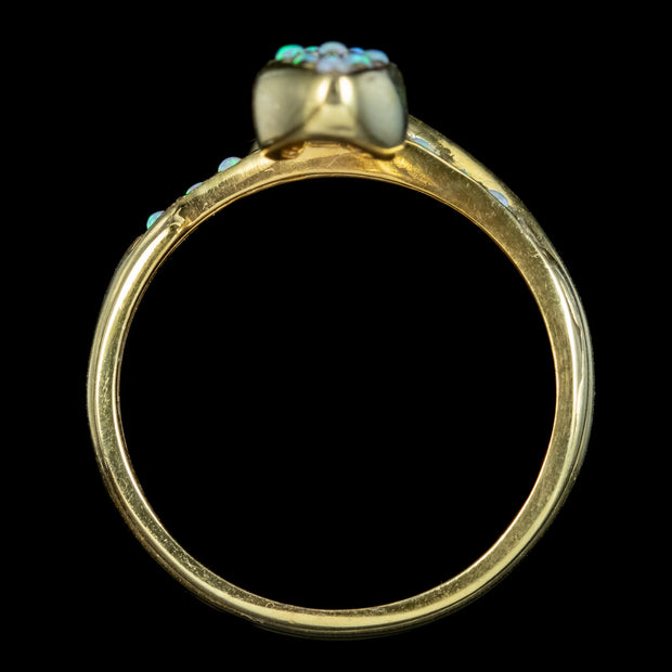 Victorian Style Opal Snake Ring 18ct Gold Silver