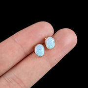 Victorian Style Opal Solitaire Stud Earrings 9ct Gold