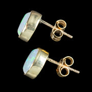 Victorian Style Opal Solitaire Stud Earrings 9ct Gold