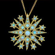 Victorian Style Opal Starburst Pendant Necklace