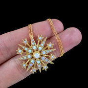 Victorian Style Opal Starburst Pendant Necklace