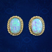 Victorian Style Opal Stud Earrings 9ct Gold 