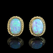 Victorian Style Opal Stud Earrings 9ct Gold 