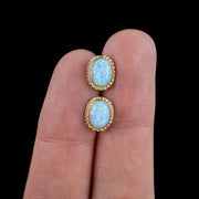 Victorian Style Opal Stud Earrings 9ct Gold 