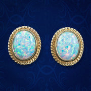 Victorian Style Opal Stud Earrings 9ct Gold