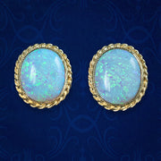 Victorian Style Opal Stud Earrings 9ct Gold 