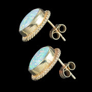 Victorian Style Opal Stud Earrings 9ct Gold
