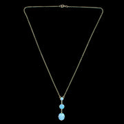 Victorian Style Opal Trilogy Lavaliere Necklace 9ct Gold