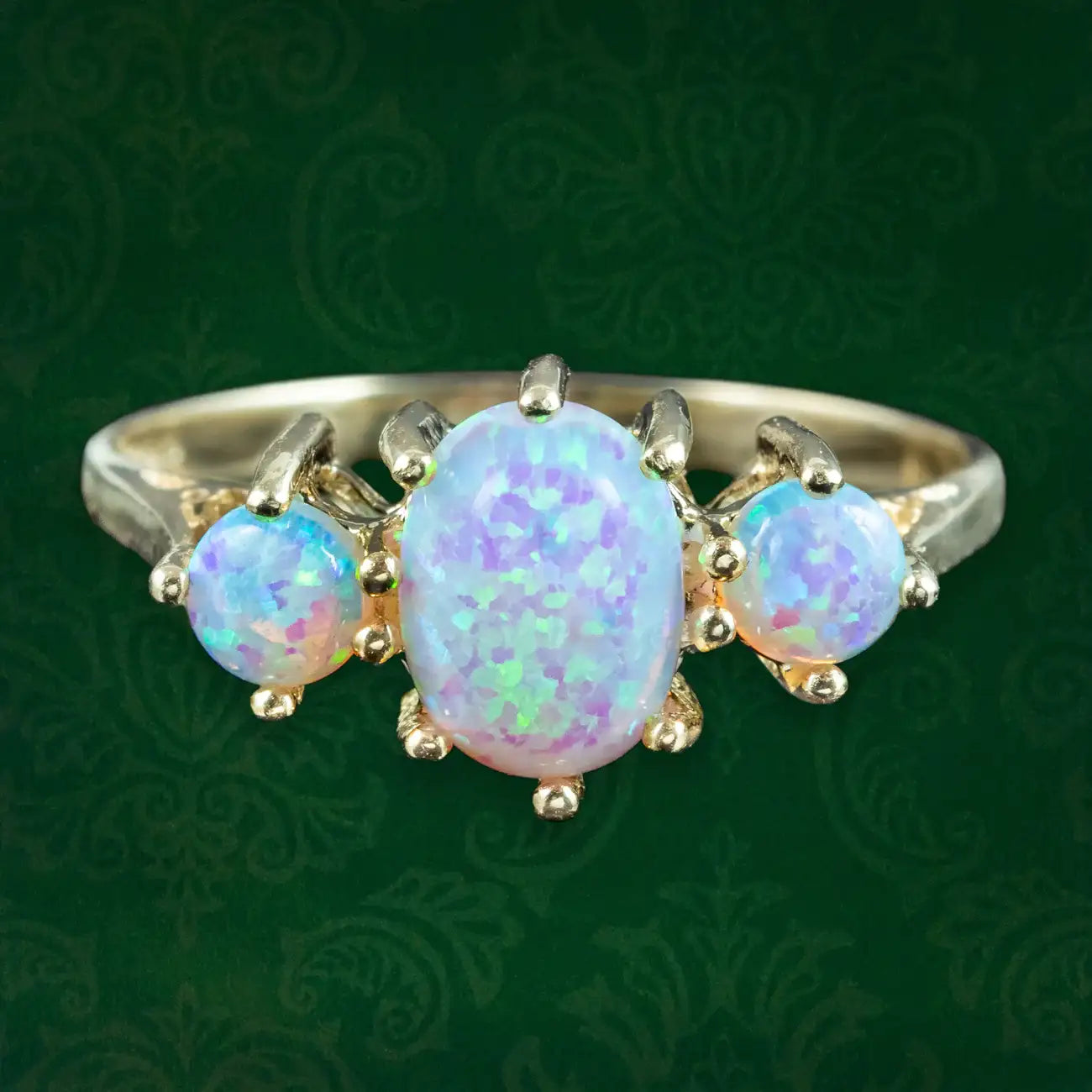 Victorian Style Opal Trilogy Ring 1.5ct Total