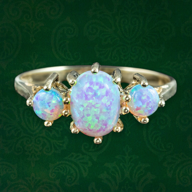 Victorian Style Opal Trilogy Ring 1.5ct Total