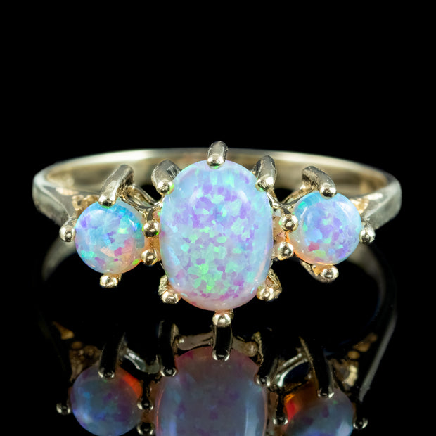 Victorian Style Opal Trilogy Ring 1.5ct Total