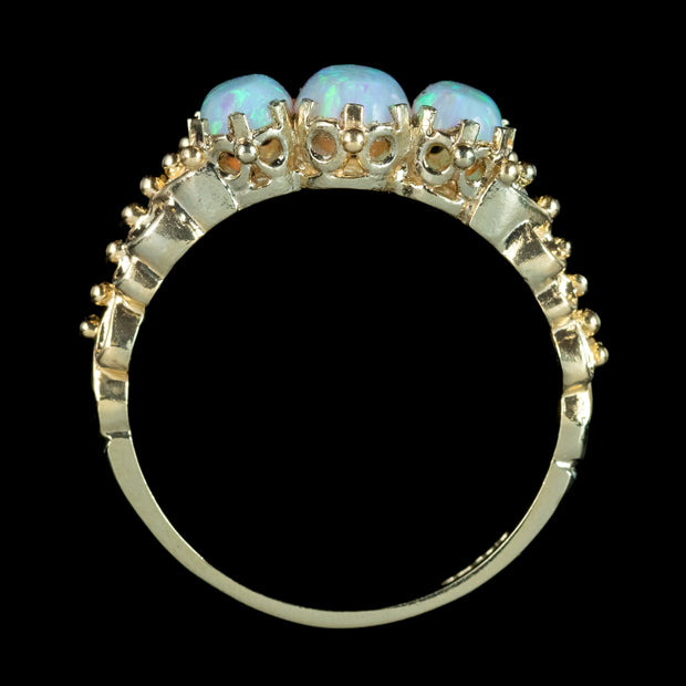 Victorian Style Opal Trilogy Ring 1.2ct Total