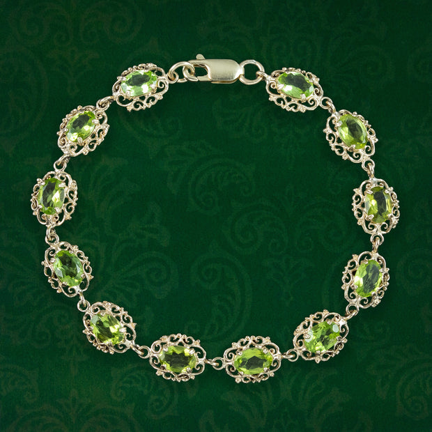 Victorian Style Peridot Bracelet 9ct Gold
