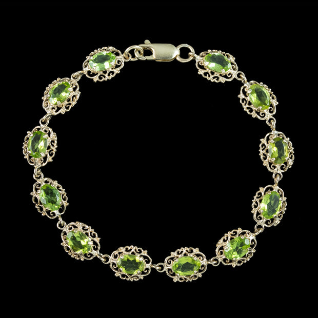 Victorian Style Peridot Bracelet 9ct Gold