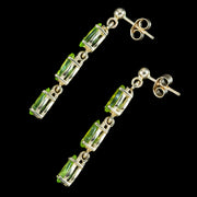 Victorian Style Peridot Drop Earrings 9ct Gold