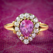 Victorian Style Pink Sapphire Diamond Cluster Ring 0.85ct Sapphire