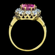 Victorian Style Pink Sapphire Diamond Cluster Ring 2.5ct Sapphire